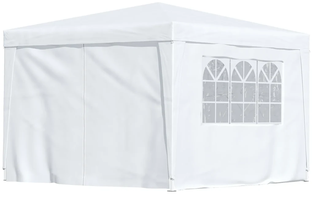 Foisor Impermeabil cu Paneluri Laterale Outsunny, Tesatura Oxford Alb, 3x3m | Aosom RO