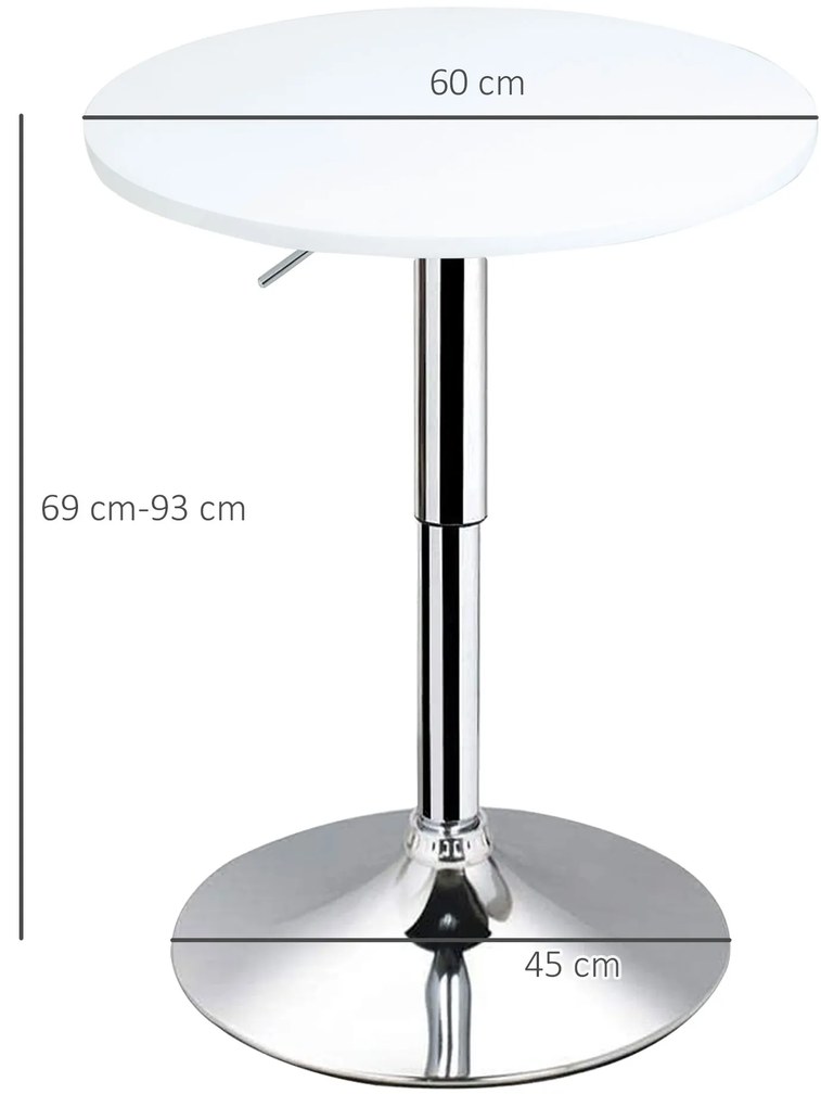 HomCom masa inalta reglabila, blat rotund, Φ60x69-93 cm | AOSOM RO