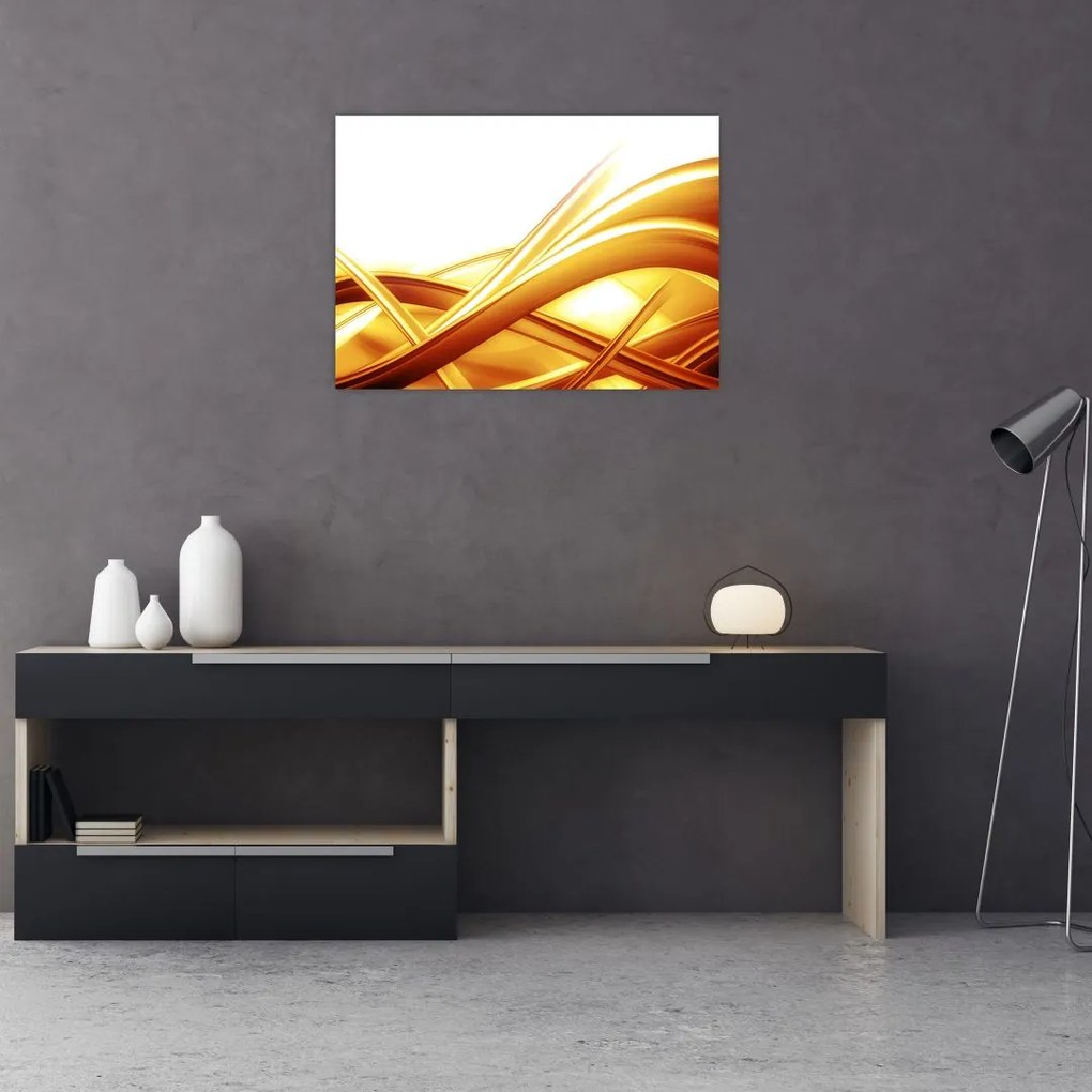 Tablou pe sticlă - Abstrac galben (70x50 cm)