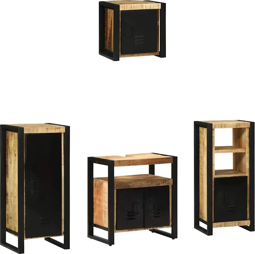 vidaXL Set de mobilier pentru baie cu sertar 4 pcs Lemn de mango solid