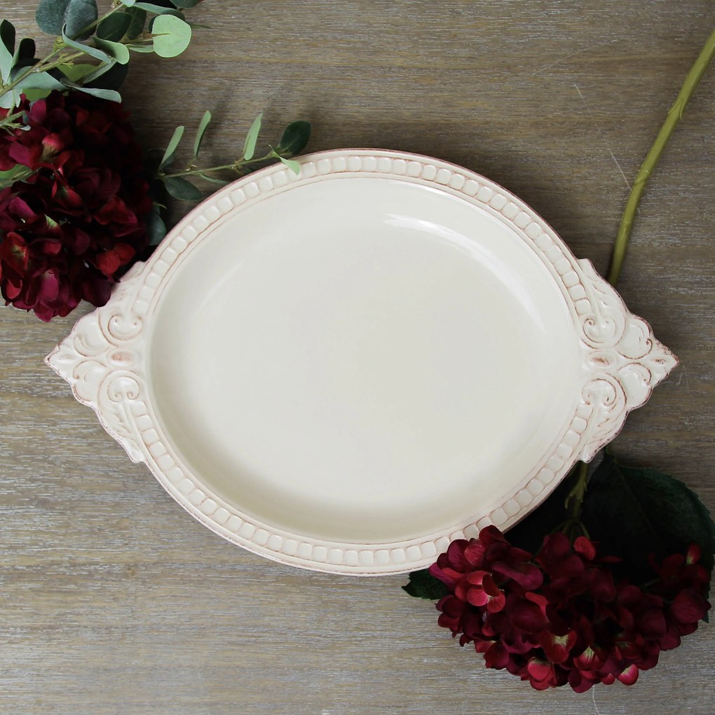 Platou Venezia Ivory din ceramica 40x27 cm