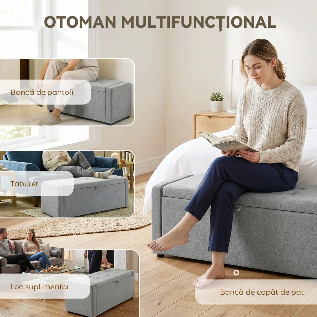 HOMCOM pouf interior taburet bancă suport capăt pat | Aosom Romania