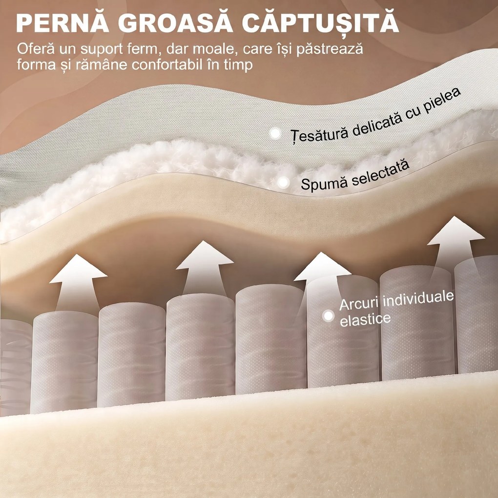 HOMCOM Fotoliu Reclinabil 135° max în Material cu Efect de In, Spumă, Oțel și Lemn, 73x86x100 cm, Crem | Aosom Romania