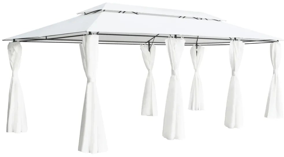 vidaXL Pavilion cu perdele, alb, 600 x 298 x 270 cm, 180g/m²