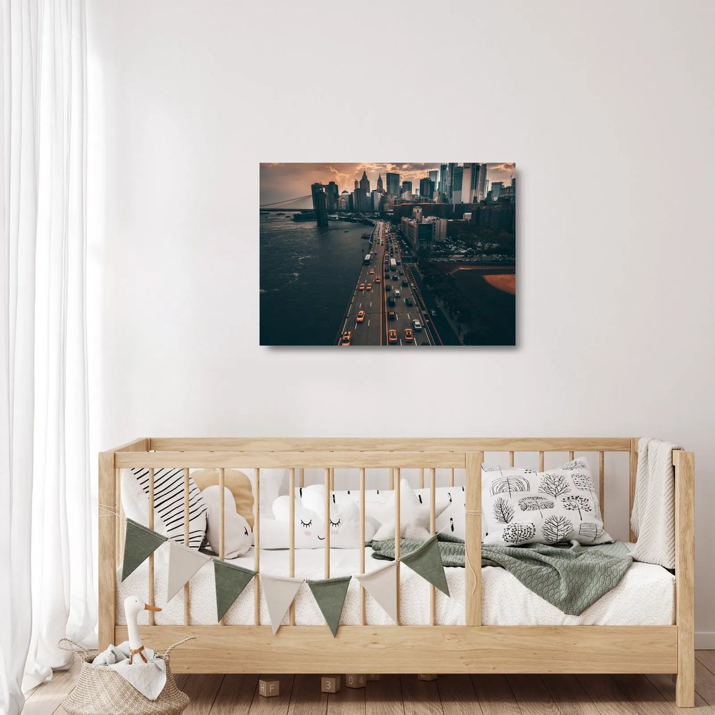 Tablou pe sticlă cu Manhattan (70x50 cm)