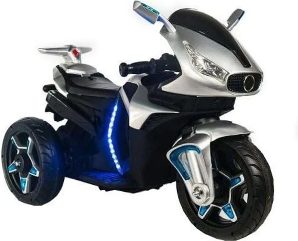 Motocicleta Electrica cu Acumulator Pentru Copii NOVOKIDS™ Shadow Motor, 2-6 ani, max 40 kg, Cu Sunete si Lumini LED, Trotineta Electrica, 3 Roti,