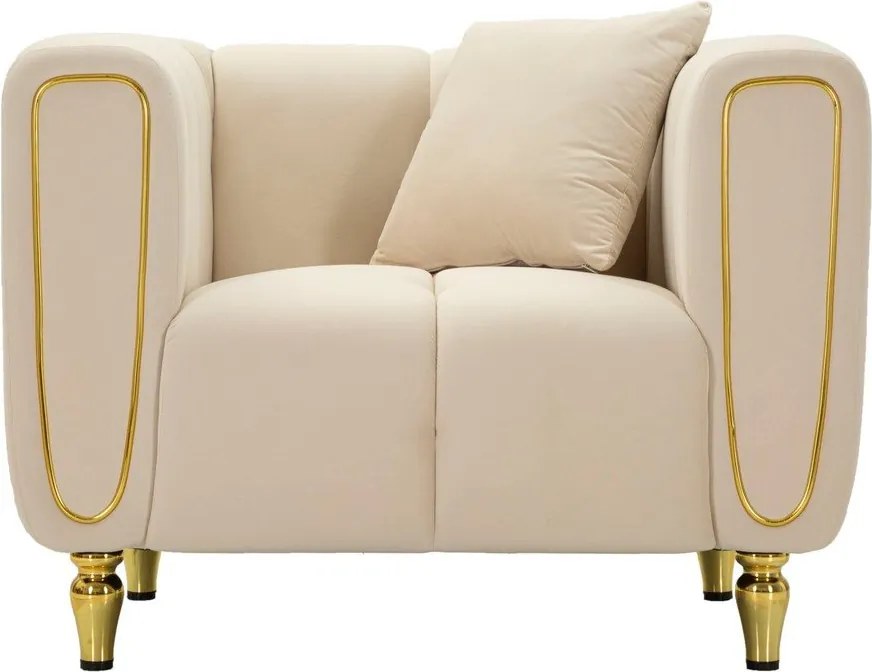 Fotoliu crem cu tapițerie din catifea Alma – Mauro Ferretti