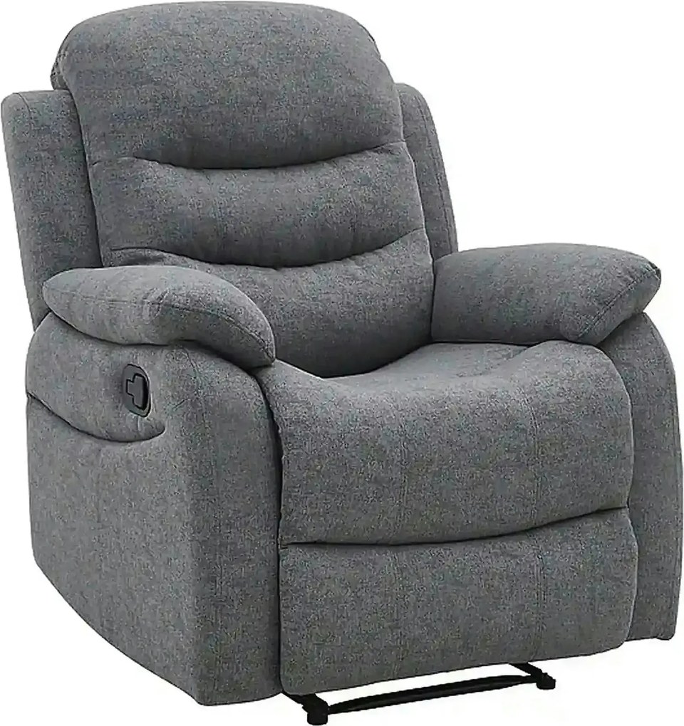 Fotoliu cu recliner NERON, gri/negru, stofa/metal, 72x80/160x101 cm