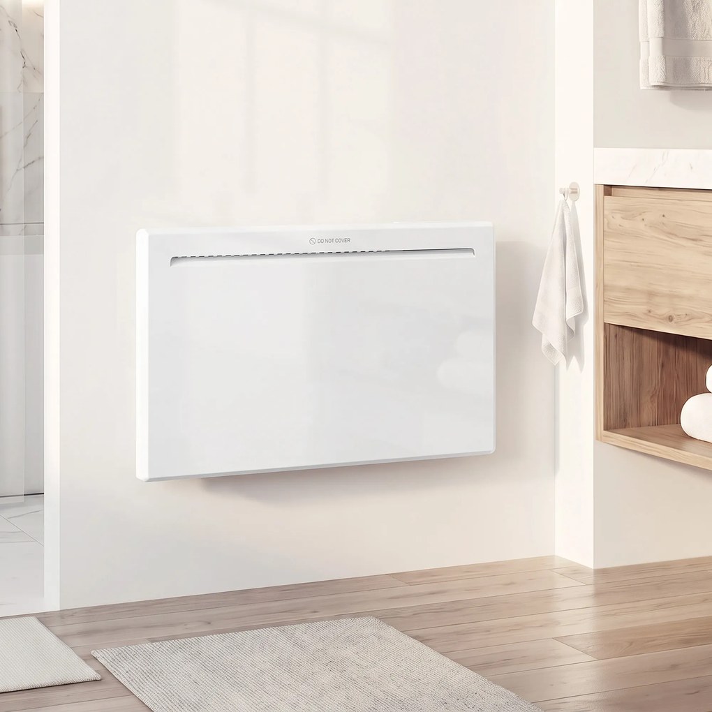 HOMCOM Convector Electric 1500 W, de Perete și Podea, Compatibil Alexa și Google Home, Alb | Aosom Romania
