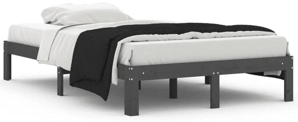 810362 vidaXL Cadru de pat, gri, 120x200 cm, lemn masiv de pin