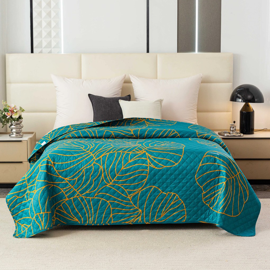 Cuvertura de pat FANFARE, petrol. Dimensiune: 220 x 240 cm