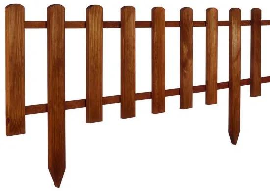 Gard de gradina decorativ, din lemn distantat, maro, 104x40 cm