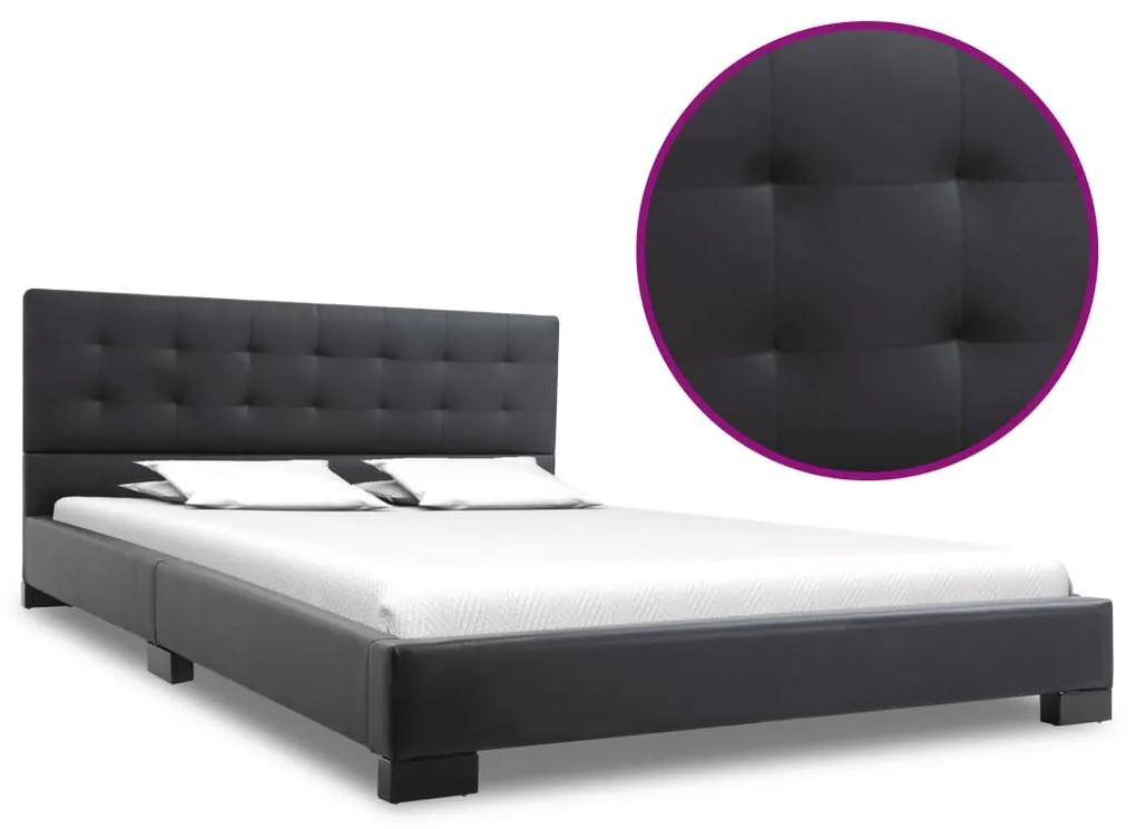 280629 vidaXL Cadru de pat, negru, 140 x 200 cm, piele artificială
