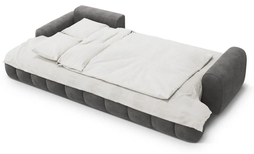 Colțar gri extensibil/cu spațiu de depozitare cu tapițerie din catifea (cu colț pe partea stângă/cu șezlong) Linz – Cosmopolitan Design