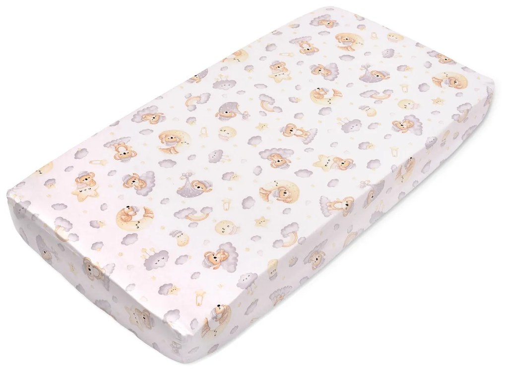 Cearceaf din bumbac cu elastic roata pentru patut 120x60 cm Kidizi Koala Dreams