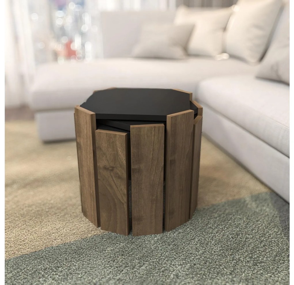 Set 3 măsuțe cafea Lorizolla (antracit + nuc). 1106450
