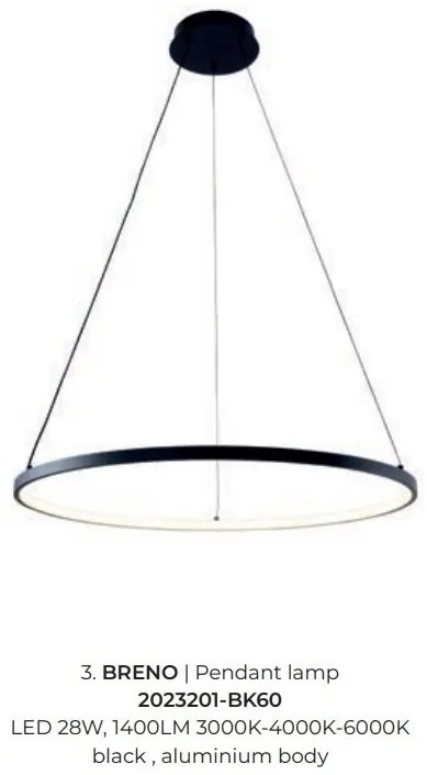 Lustra LED moderna design circular BRENO negru 60cm
