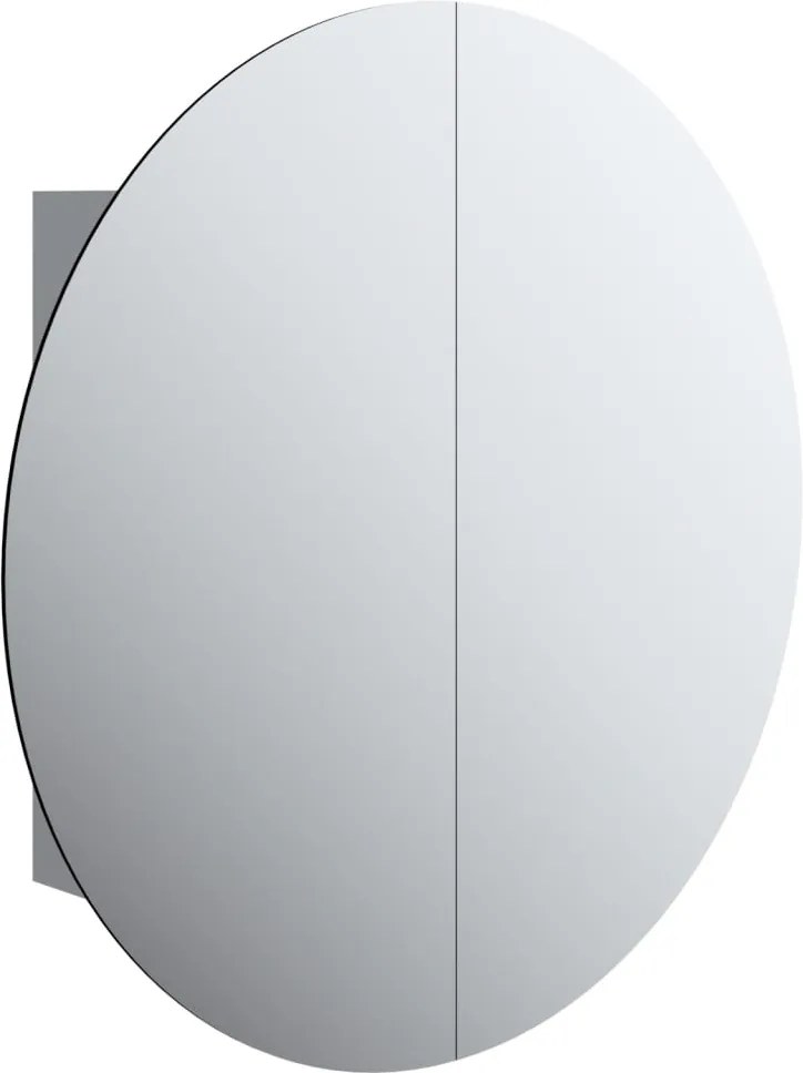 vidaXL Dulap de baie cu oglindă rotundă și LED, gri, 54x54x17,5 cm