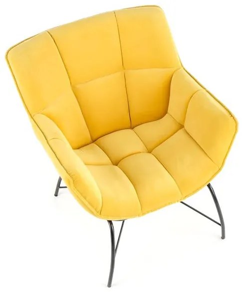 Fotoliu Belton velvet galben H78 cm