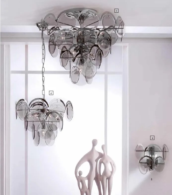 Aplica de perete design retro lux Rauchglas crom