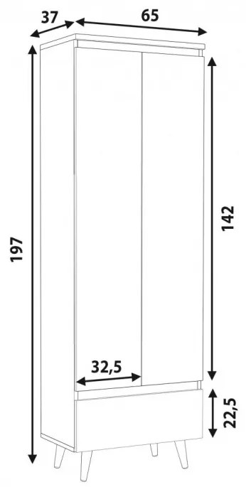 DUA501 - Dulap 65 cm pentru birou, sifonier dormitor cu 2 usi - Alb-Maro, Colectia LIAM