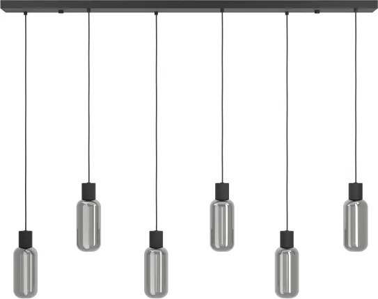 Eglo 901006 - Lustru suspendat cu cablu MAIONE, 6x E27/4W/230V, negru/fumuriu