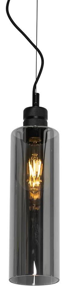 Lampa suspendata moderna neagra cu sticla fumurie - Stavelot