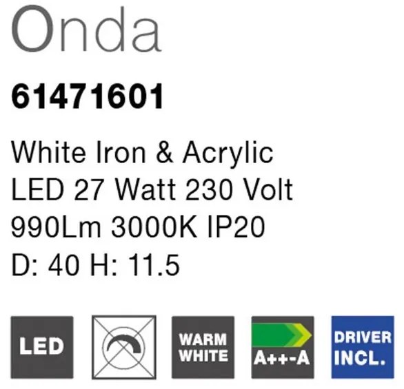 Plafoniera LED moderna Onda 40cm NVL-61471601