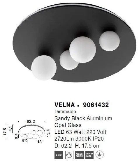 Lustra/Plafoniera LED design modern VELNA 62cm