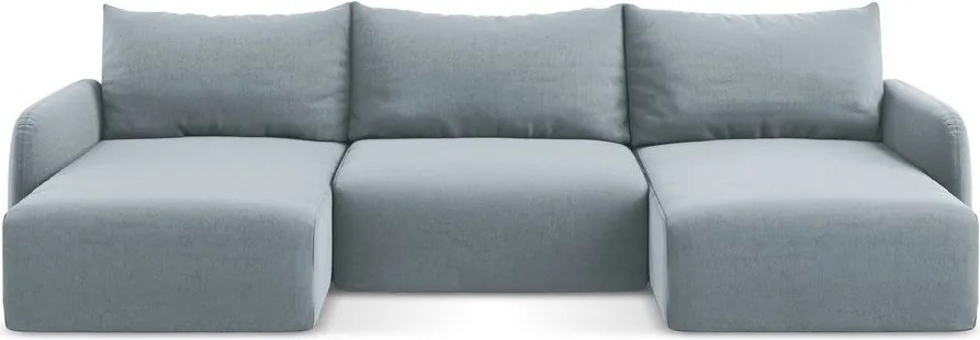 Colțar albastru extensibil/cu spațiu de depozitare cu tapițerie din catifea (în formă de "U") Kalena – Makamii