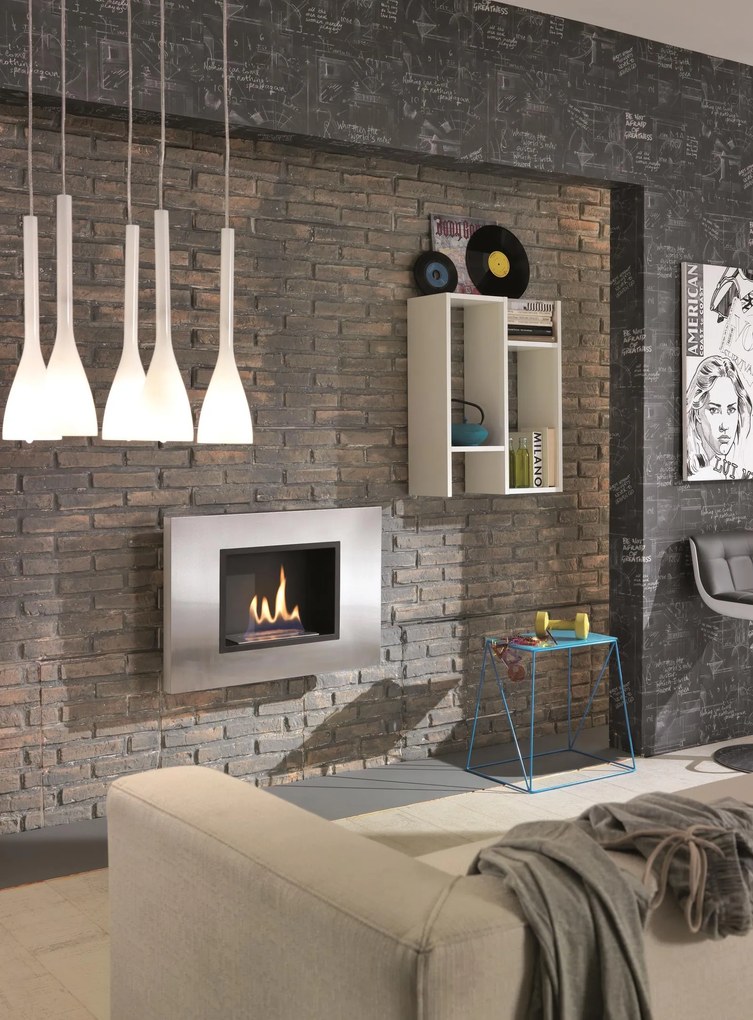 STONES Șemineu bio montat pe perete 17cm X 78cm H. 54cm | Aosom Romania