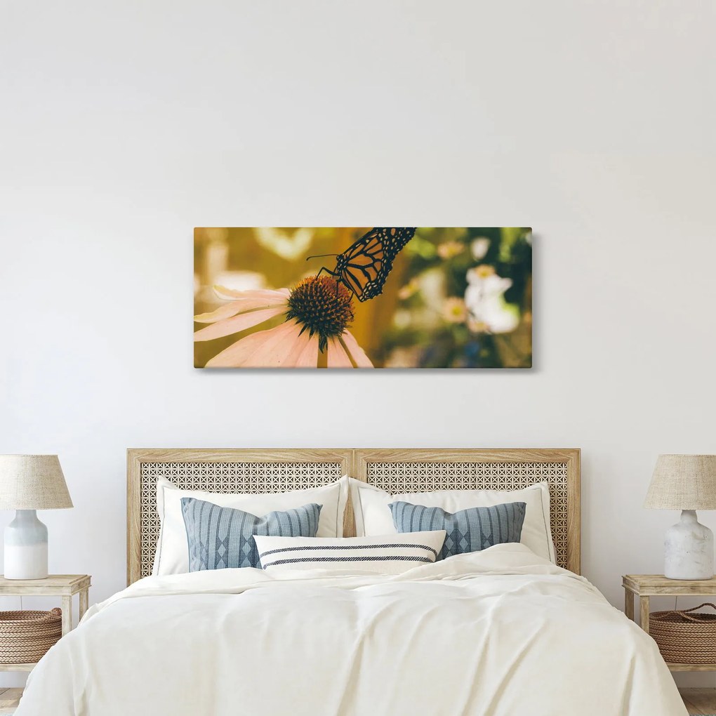 Tablou cu fluture pe floare (120x50 cm)