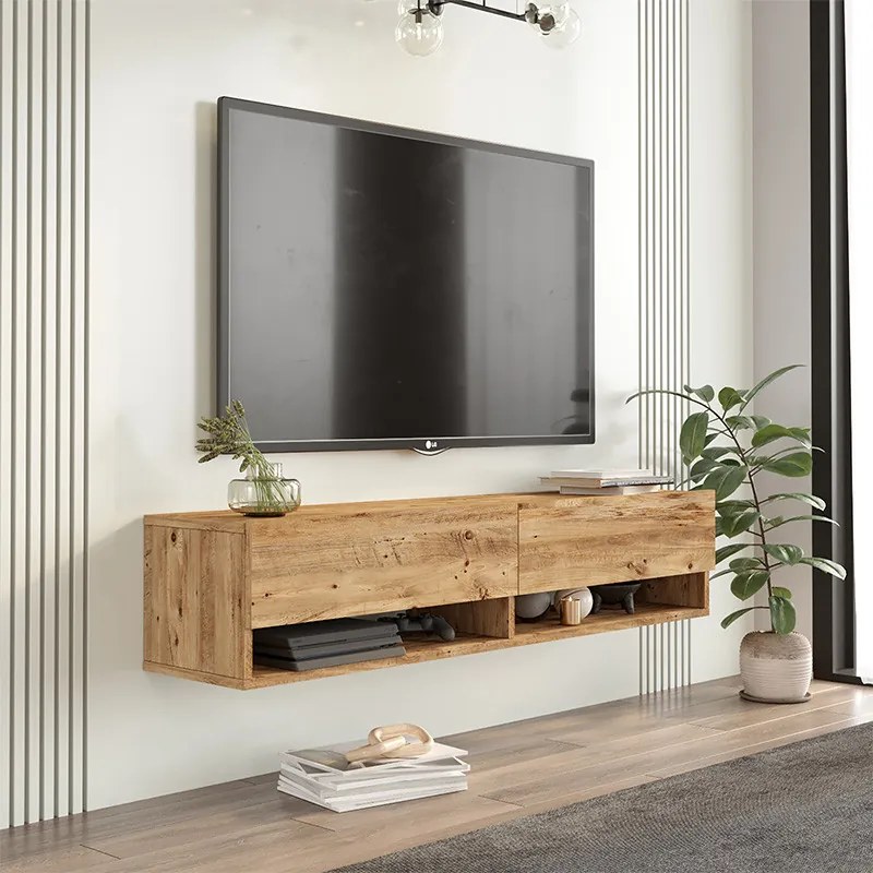 Comoda TV de perete Roscoe color sonoma 140x31.6x29.6cm