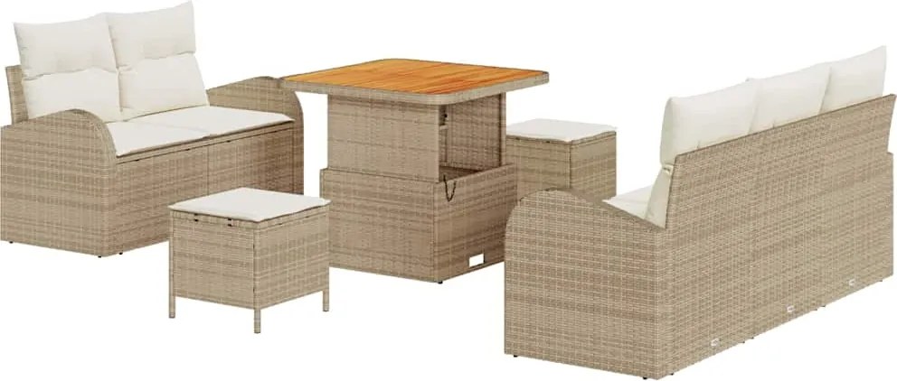 vidaXL Set de canapele pentru grădină cu pernă 8 pcs Bej și crem