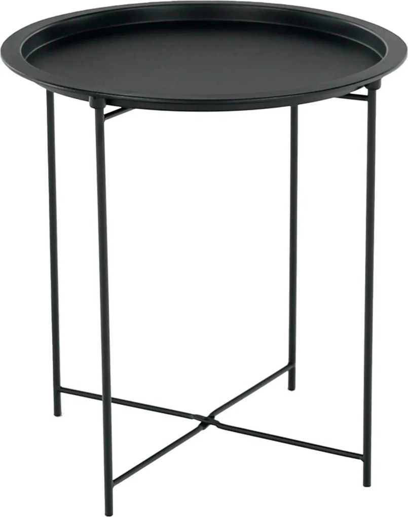 Masuta auxiliara cu tava detasabila RENDER, negru, metal, 47x47x50 cm