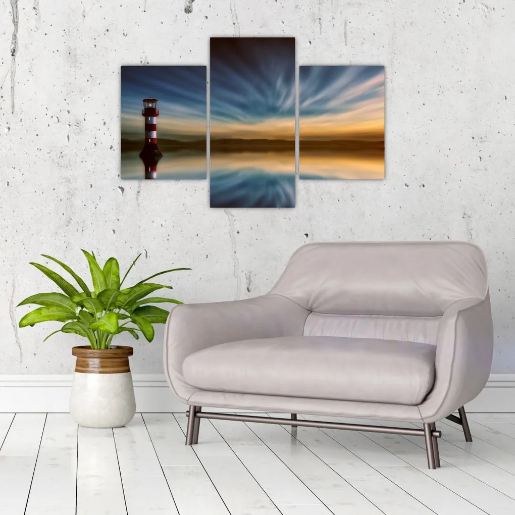 Tablou cu farul în mare (90x60 cm)
