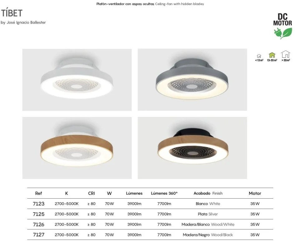 Lustra LED Smart cu Ventilator si telecomanda TIBET alb/lemn