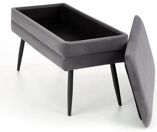Bancă cu spațiu de depozitare VELVA 37x78 cm gri