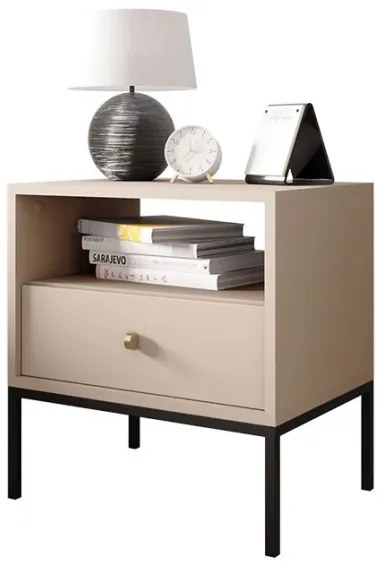 Noptieră MONO 56x54 cm bej/negru