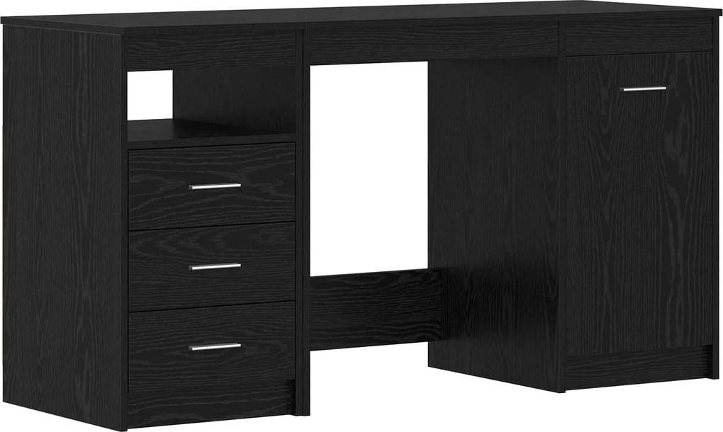 vidaXL Birou cu raft 2 pcs Stejar Negru 140 x 50 x 76 cm Lemn compozit