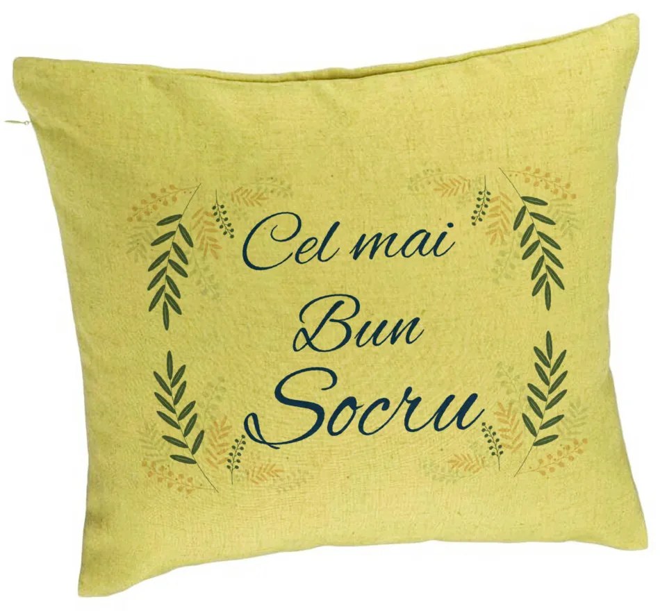 Perna Decorativa pentru Socrul 1, 40x40 cm, Verde, Husa Detasabila, Burduf