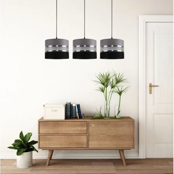 Lustră pe cablu CORAL 3xE27/60W/230V neagră și gri