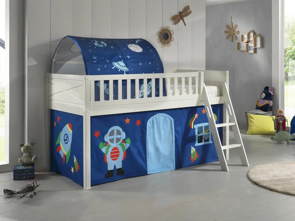 Set SCOTT este format din Pat copiiul loft cu perdea de joacă ASTRO și tunel.