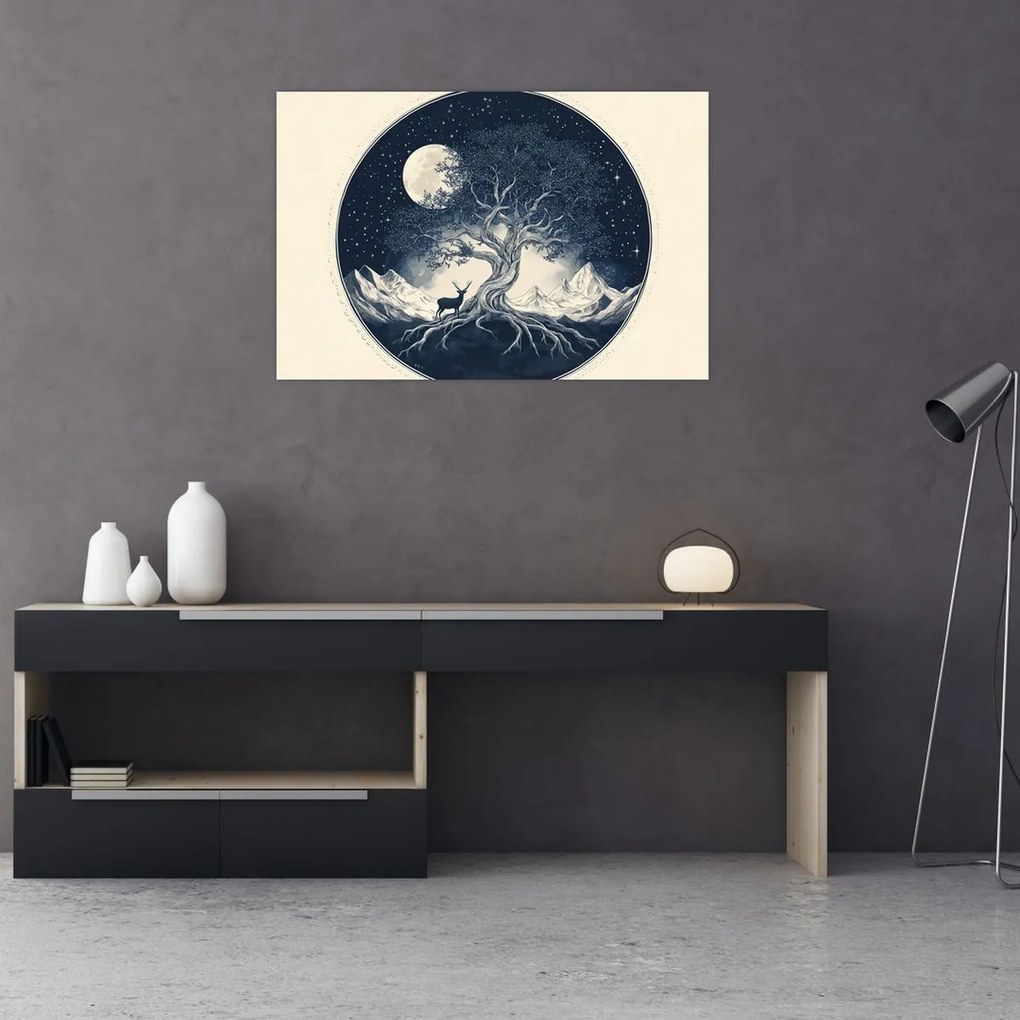 Tablou – Arbore magic cu cerb I. (90x60 cm)