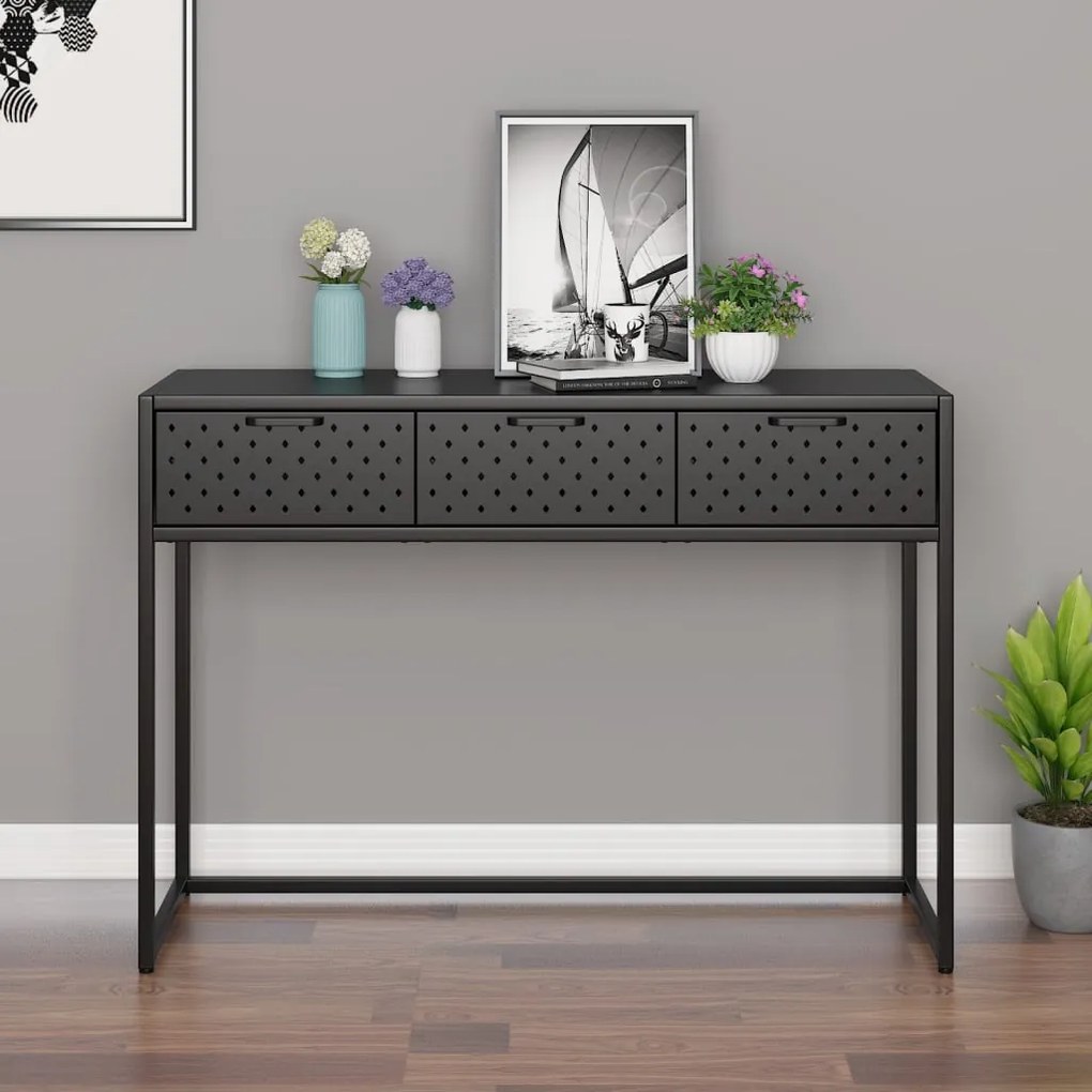 335894 vidaXL Masă consolă, antracit, 106x35x75 cm, oțel