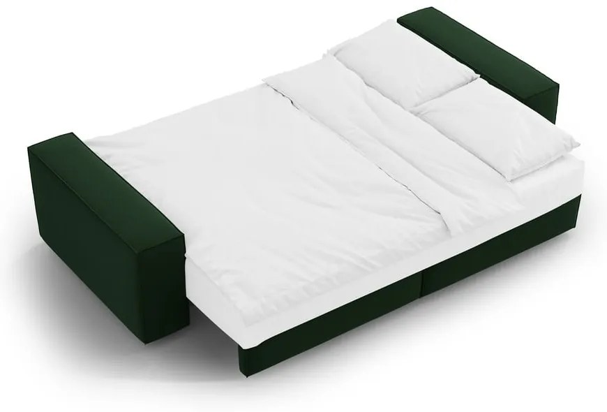 Canapea verde-închis extensibilă/cu spațiu de depozitare cu tapițerie din catifea 247 cm Jodie – Micadoni