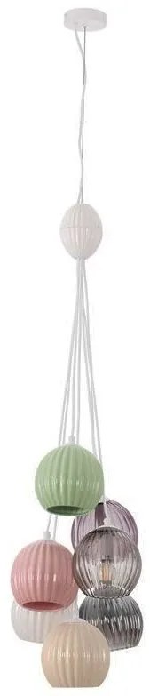 Lustra cu 7 pendule, Ceramica, Sticla, Multicolor, MELINE