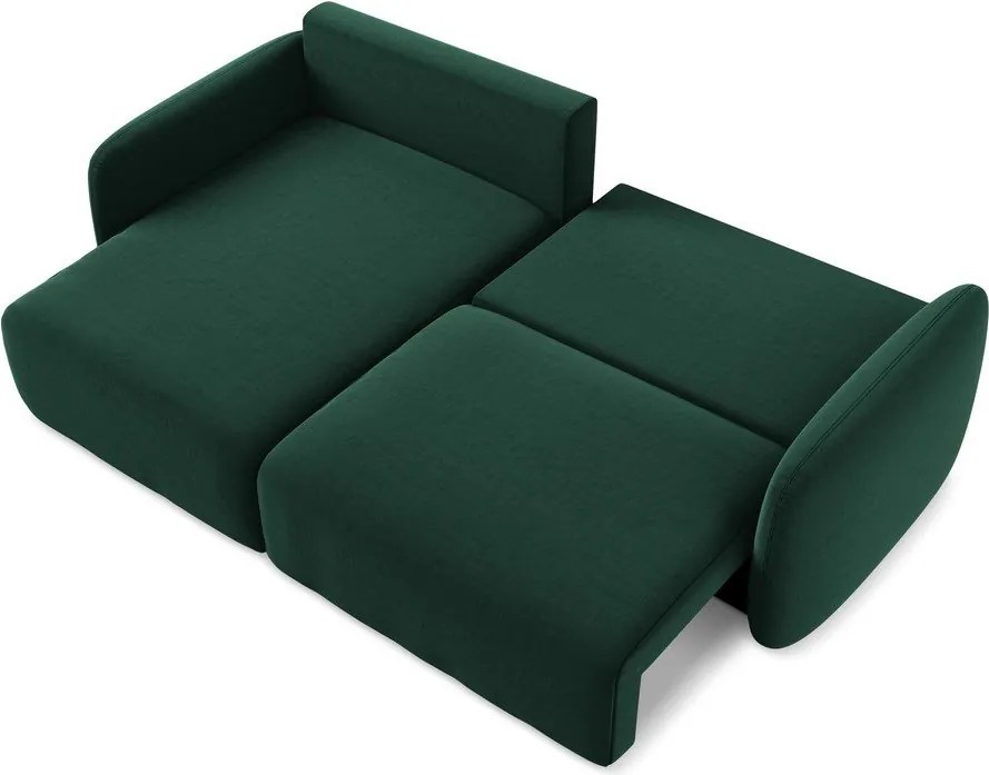 Colțar verde închis extensibil/cu spațiu de depozitare cu tapițerie din catifea (cu colț pe partea stângă/cu șezlong) Kalena – Makamii