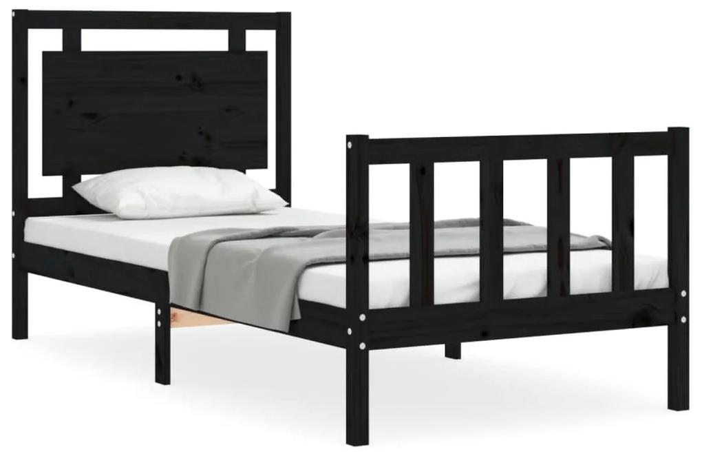 3192160 vidaXL Cadru de pat cu tăblie, negru, 100x200 cm, lemn masiv