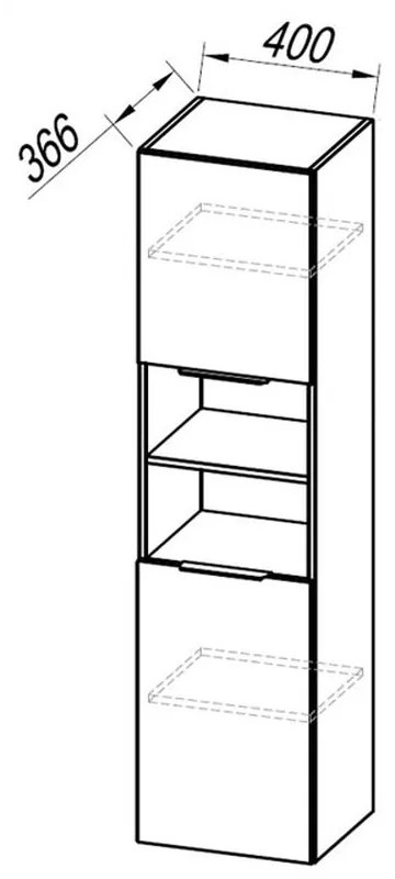 Dulap baie suspendat gri deschis 156 cm cu 2 usi si polita Kolpasan Lana Gri deschis